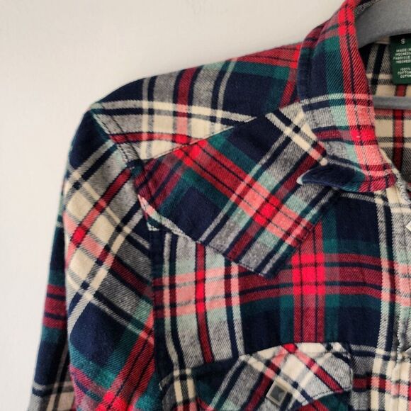 Ralph Lauren Plaid Snap Button Down Shirt | Western Red Green Blue Size S - Picture 2 of 10